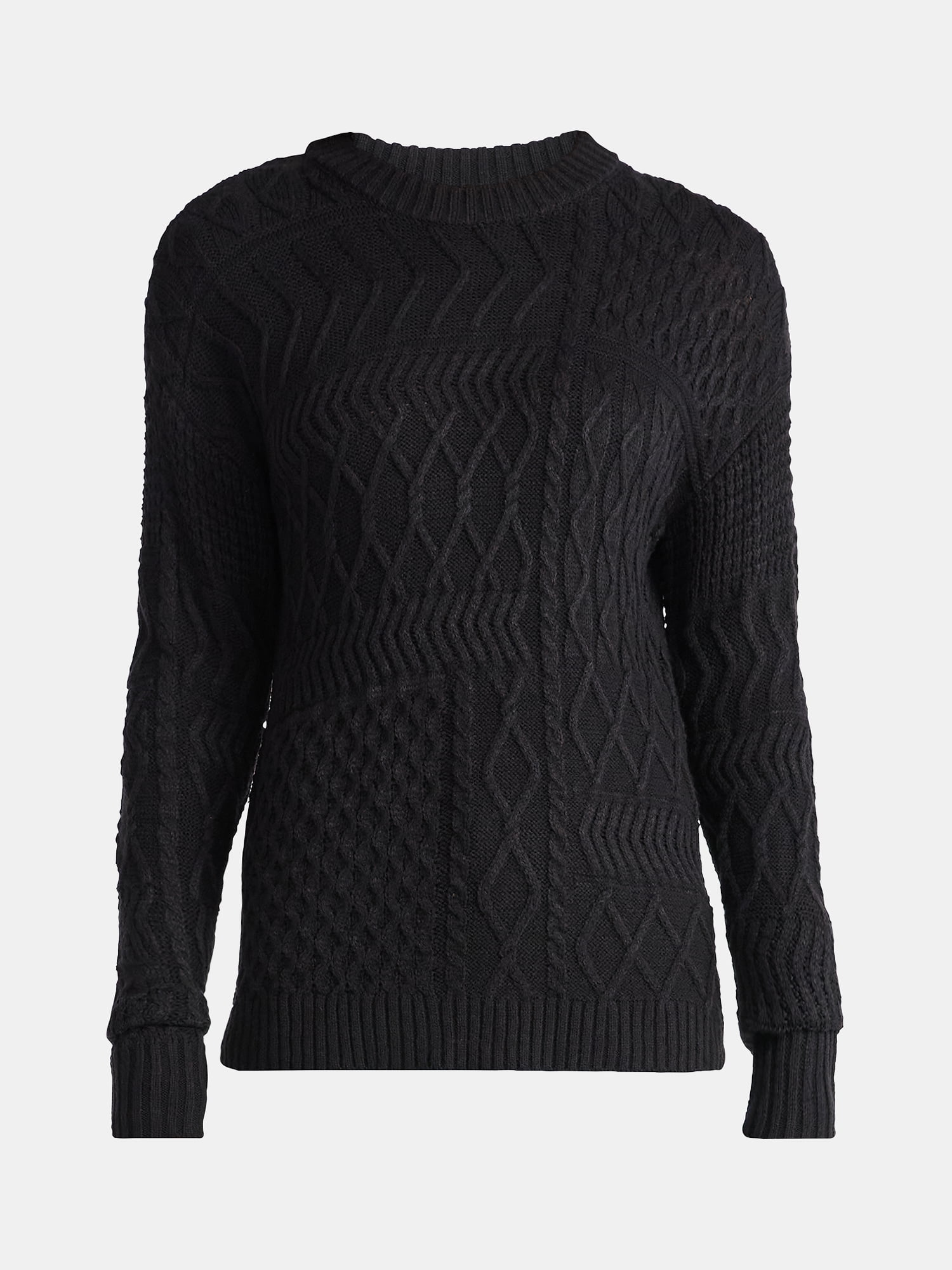 Time and Tru Women’s and Women’s Plus Mixed Stitch Sweater, Midweight, Sizes XS-4X