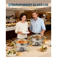 thumbnail image 4 of EDTara Ensemble de 4 Buffets Ronds de 5 Qt, Réchauds Alimentaires en Acier Inoxydable avec Eau et Poêles à Aliments, Couvercle en Verre et Support de Couvercle, 4 of 8