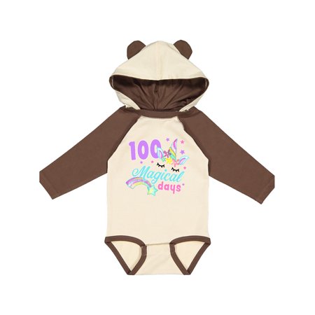 

Inktastic 100 Magical Days with Unicorn Gift Baby Girl Long Sleeve Bodysuit