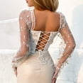 thumbnail image 6 of Corset Bodysuit for Women Plus Size, Women Fashion Tops with Embroidery Patchwork Mesh Low Cut Long Sleeved Tops New Bustier Tops Plus Size Style B-73 White M, 6 of 7