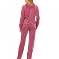 thumbnail image 3 of PENGXIANG Women‘s 2 Piece Solid Velvet Tracksuit Set Full Zip-up Hooded Sweatshirts & Pants Set, 3 of 7