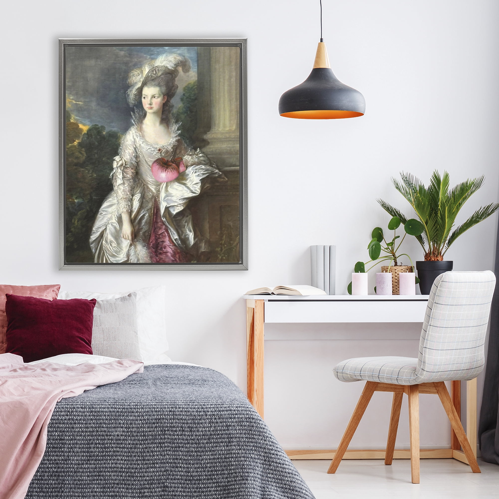 Stupell Industries Historical Lady with Boxing Glove Gray Framed Floater Canvas Wall Art, design by Grotto Studios