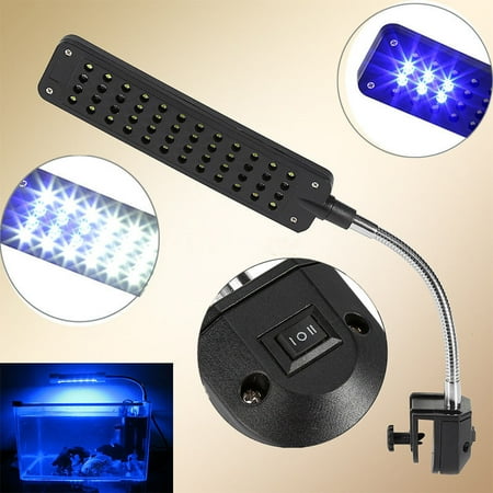 Sonew 48 High Lightness LED Aquarium Light Flexible Arm Clip on Plant Grow Fish Tank White Blue Lamp