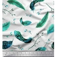 thumbnail image 1 of Soimoi Green Cotton Duck Fabric Leaves & Feather Printed Fabric 1 Yard 42 Inch Wide, 1 of 3