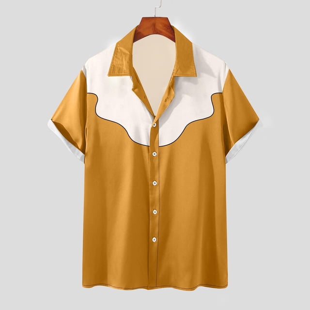 pstuiky camisetas de hombre, Camisa estilo blusa informal de manga corta con botones y cuello vuelto para hombre camisetas de hombre xl