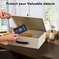 thumbnail image 6 of Fireproof Document Box with Key Lock, Small Safe Box for Valuables, Fire and Water Resistance, Fireproof Lock Box for Passport, Cash, Tablet, Exterior 12.8'' x 8.4'' x 4.5'' Beige, 6 of 6