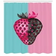 thumbnail image 3 of Fruit Shower Curtain, Abstract Strawberry Design Pop Art Style Seasonal Ripe Food, Fabric Bathroom Set with Hooks, 69W X 84L Inches Extra Long, Pale Blue Pink and Charcoal Grey, by Ambesonne, 3 of 3