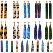1 Box DIY 10 Pairs Leopard Print Rectangle Resin Drop Earrings Making Kit with Ear Stud Nuts Acrylic Drop Dangle DIY Crafting Earring Jewelry Makings Supplies for Women Beginners