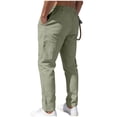 thumbnail image 3 of Betivan Men's Drawstring Linen Pants Pocket Button Straight Leg Solid Color Casual Daily Long Trousers Bottoms for Daily Office Outing Leisure, 3 of 9