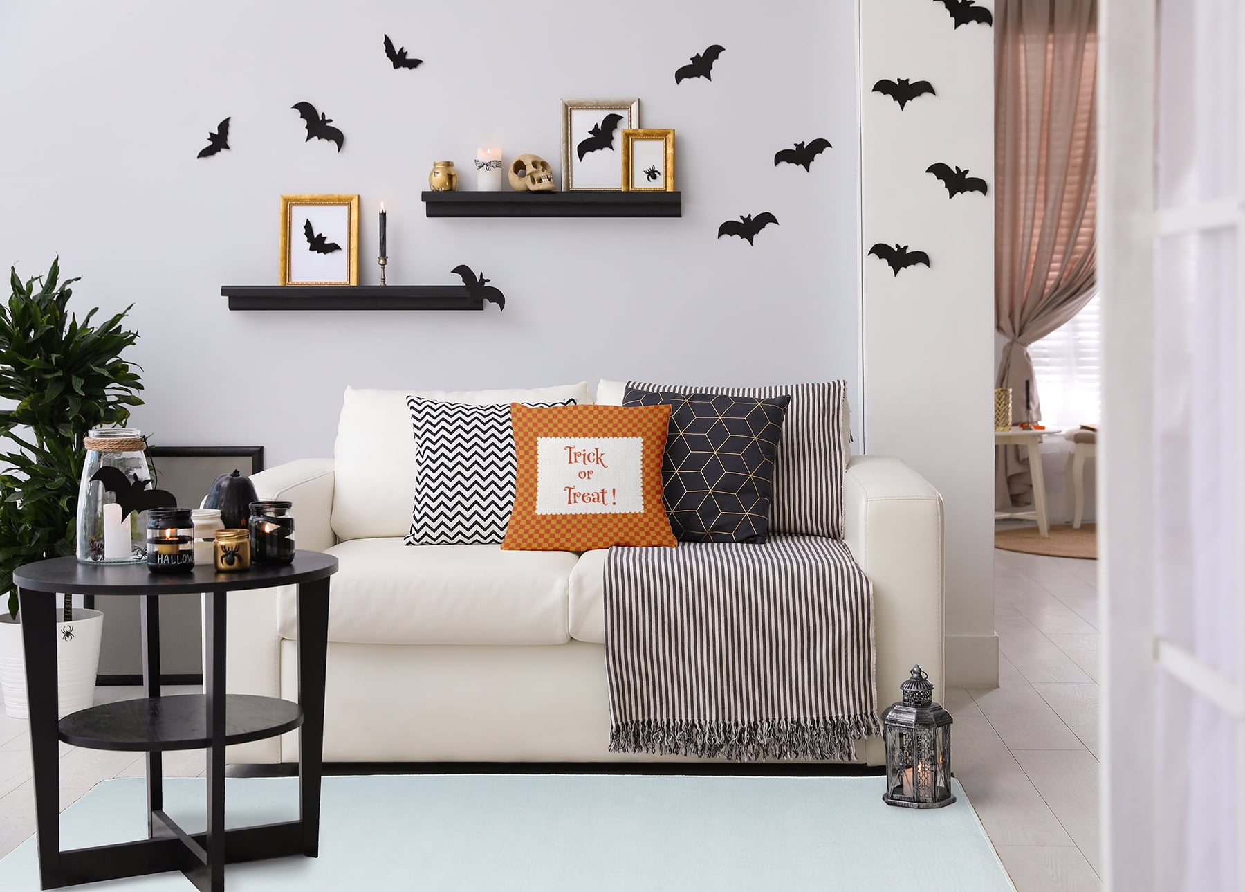 26" x 26" Simply Daisy Halloween Trick or Treat Checks Polyester Accent Pillow, Rust Qty 1