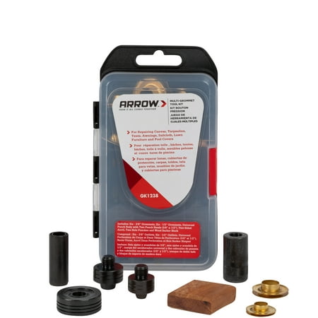 Arrow Multi-Grommet Brass Tool Kit, Fits 3/8-inch and 1/2-inch Punch Heads