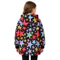thumbnail image 4 of lnmuld Girls Star Print Plush Lined Hooded Coat Button Front Elastic Cuff Warm Casual Winter Outerwear for Kids Black,8-9 Years, 4 of 6