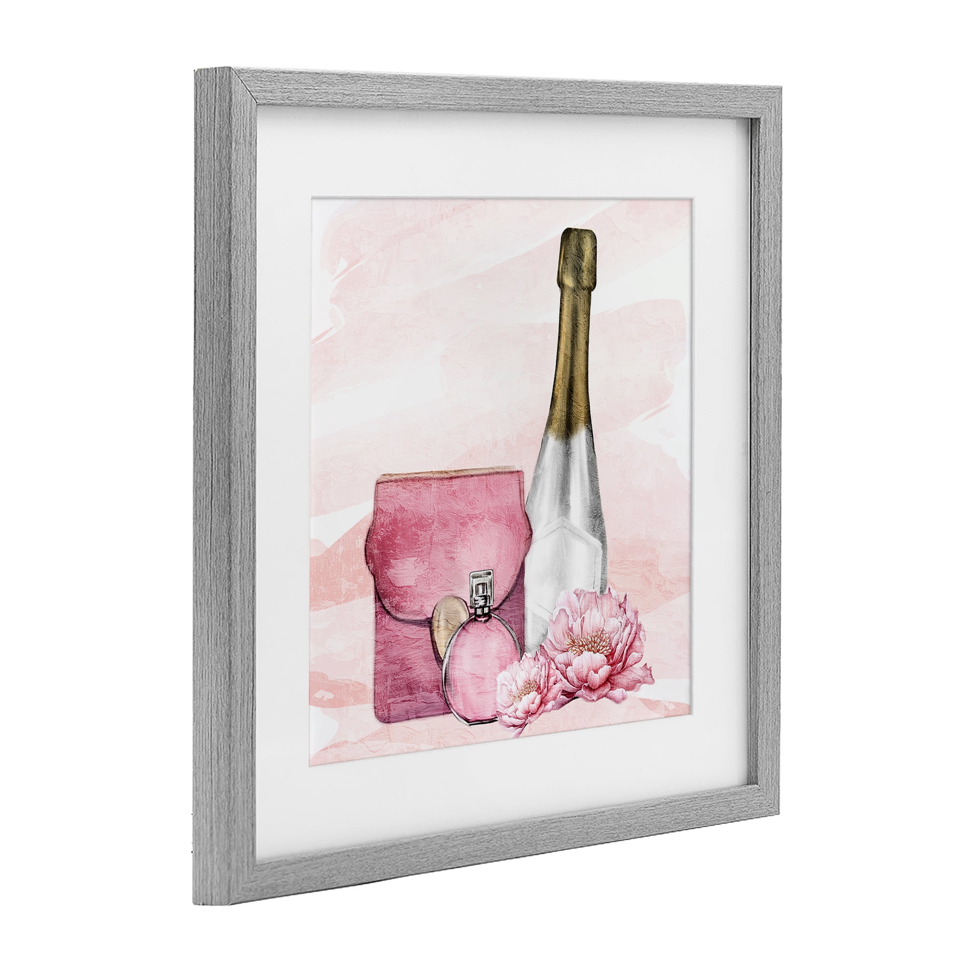 Stupell Industries Glam Time Champagne Gray Framed Print Under Glass, design by Kim Allen