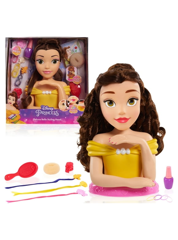 Disney Princess Deluxe Belle Styling Head, 13-pieces, Officially Licensed Kids Toys for Ages 3 Up, Gifts and Presents