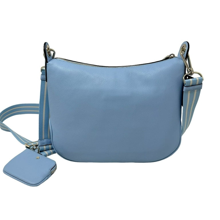 Kate spade pebbled leather Crossbody fashion bag purse blue with purple hue link/leather