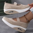 thumbnail image 3 of Mules for Women 2026 Backless Walking Sneakers Mesh Air Cushion Orthopedic Arch Support Slip on Shoes Breathable Closed Toe Slides Beige Size 7, 3 of 5