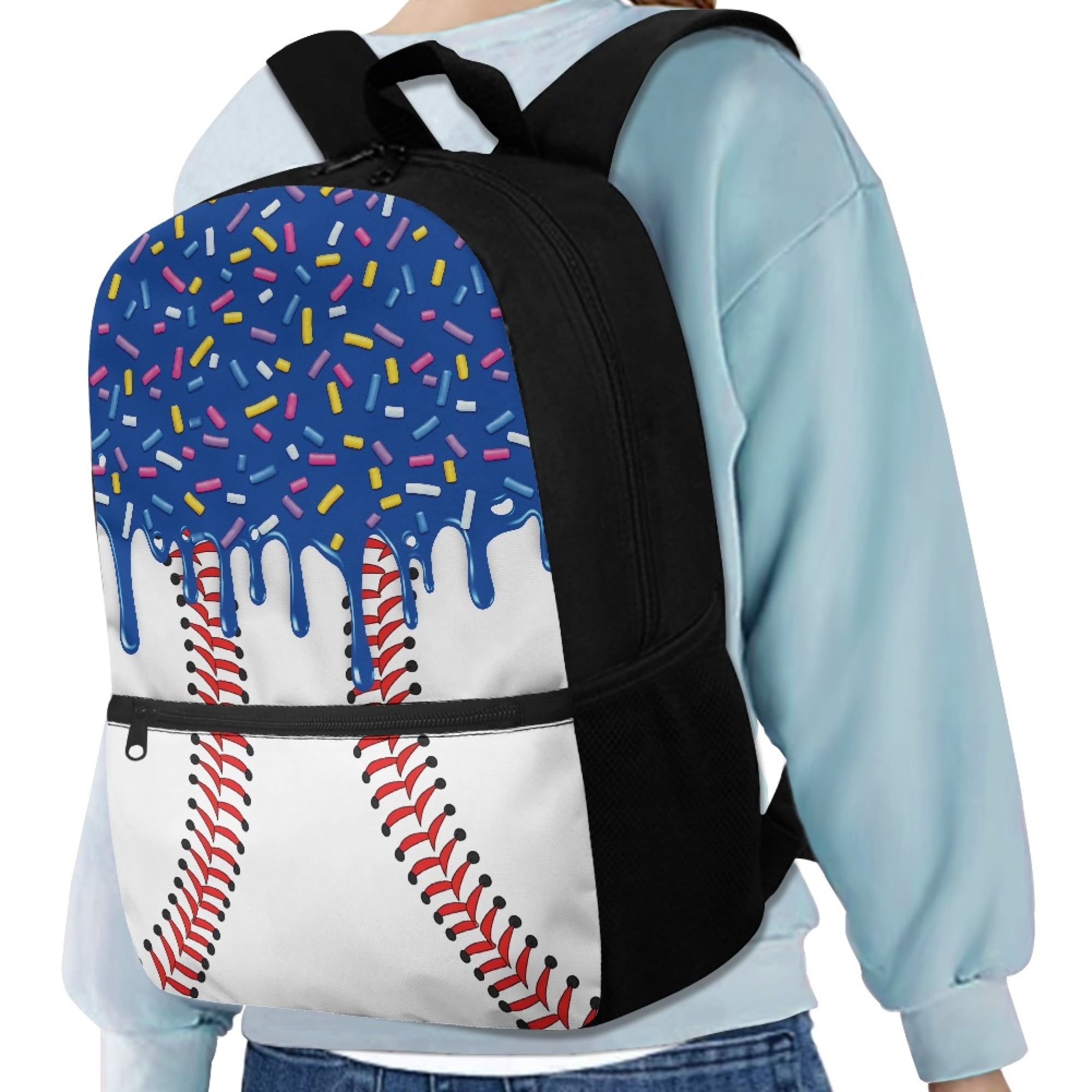 Uourmeti Spacious Compartment 17 Inch Polyester Backpack for Travel Daily Use, Spacious Interior Spacious Storage Durable School Bag, Baseball Print