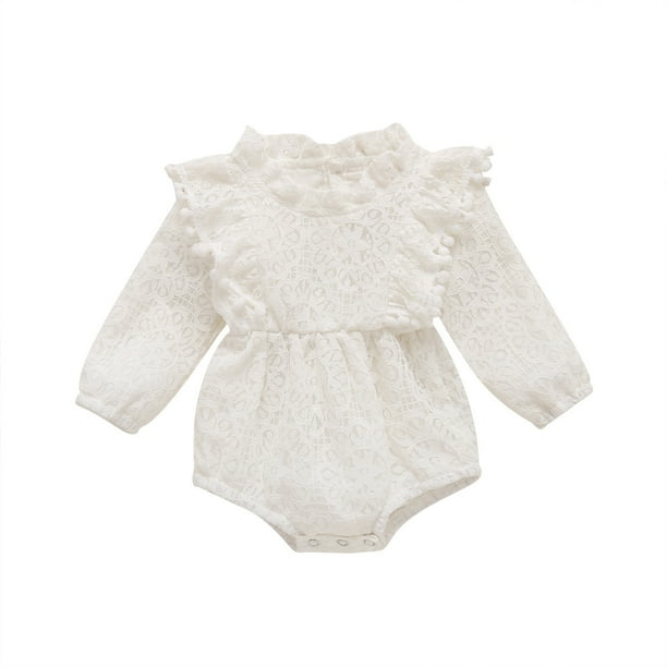 Gibobby Ropa Para Bebe de manga larga de otoño sólido de algodón para niñas recién nacidas(Blanco, 12-18 Meses)