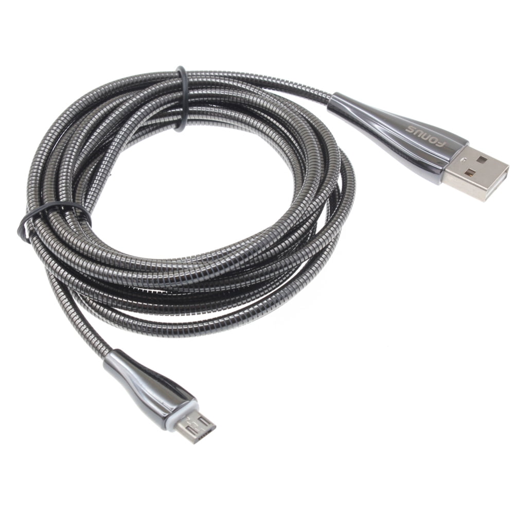 6ft Long Metal USB Cable Fast Charger Cord Power Wire MicroUSB for Motorola Moto X 2 (2nd Gen), Droid Turbo, E5 Plus G6 Play, RAZR MAXX HD 2, G4 e6 E4 PLUS E (2020) - Nokia 6, 3 V, 2 V