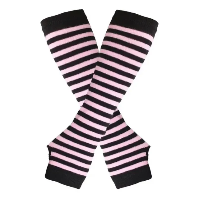 Guantes Largos Rayados Rayas Sin Dedos Cosplay Kawaii Grunge