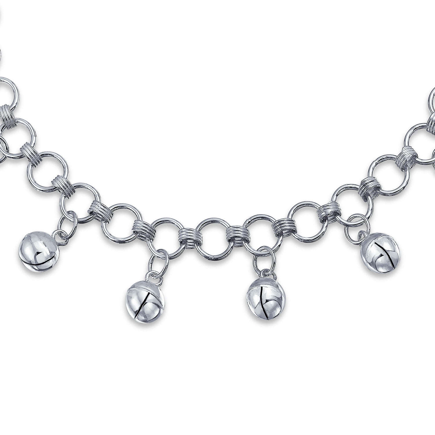 Multi Jingle Bells Pattilu India Dangle Charms Anklet Ankle Bracelet For Women 925 Sterling Silver 9.5 Inch Bling Jewelry Other 0