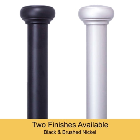 Kenney Weaver 1 Rust-Resistant Single Curtain Rod, 72-144, Black