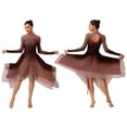 thumbnail image 6 of Hansber Women's Praise Dance Dress Long Sleeve Flowy Swing Asymmetrical Tunic Worship Liturgical Dancewear Brown S, 6 of 6