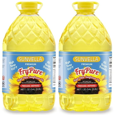 Sunflower Oil China - SUNVELLA FryPure Pressed-Refined Non-GMO High Oleic Sunflower Oil 1.32 GAL (5.0L) (Pack of 2)