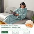 thumbnail image 5 of (2 pack) Cozy Comfort Ovesized Wearable Blanket Hoodie, Long Sherpa Fleece Blanket Sweatshirt, with Warm Big Hood, Side Split and Belt, Light Green, Oversize, 5 of 7