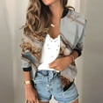 thumbnail image 2 of Womens Fashion Bomber Jacket Casual Floral Print Lightweight Jackets Full Zip Coats with Pocket Fall Stand Collar Short Outwear Tops (Gold S), 2 of 7