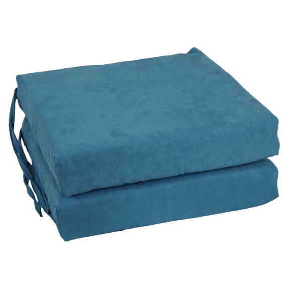 Blazing Needles 16-inch Square Solid Microsuede Chair Cushions (Set of 2) - Teal