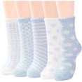 thumbnail image 1 of 5 pairs of coral velvet socks autumn and winter thickened warm floor socks without shedding medium tube velvet sleep socks household half velvet socks, 1 of 5