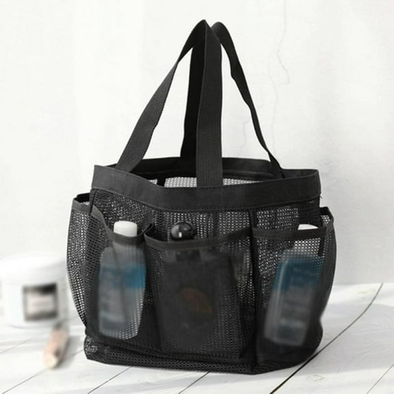 FZFLZDH Portable Mesh Beach Bag, Bathing and Swimming Bath Bag 8 Pockets Mesh Storage Bag Transparent Travel Wash Bag