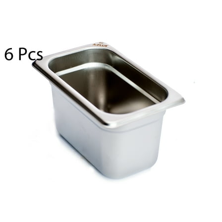 [6 Pack] 1/9 Size 4 inch Anti-Jam 24 Gauge Steam Table Pan NSF Stainless Steel
