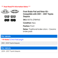 thumbnail image 2 of Front Brake Pad and Rotor Kit - Compatible with 2001 - 2007 Toyota Sequoia 2002 2003 2004 2005 2006, 2 of 2