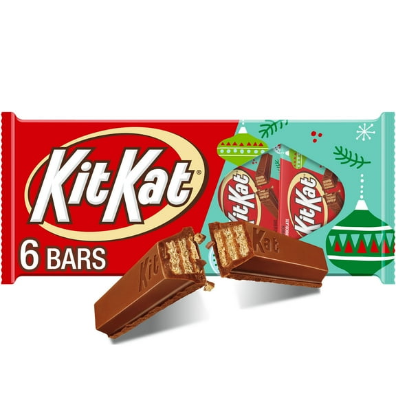 Kit Kat Milk Chocolate Wafer Christmas Candy, Bars 1.5 oz, 6 Count