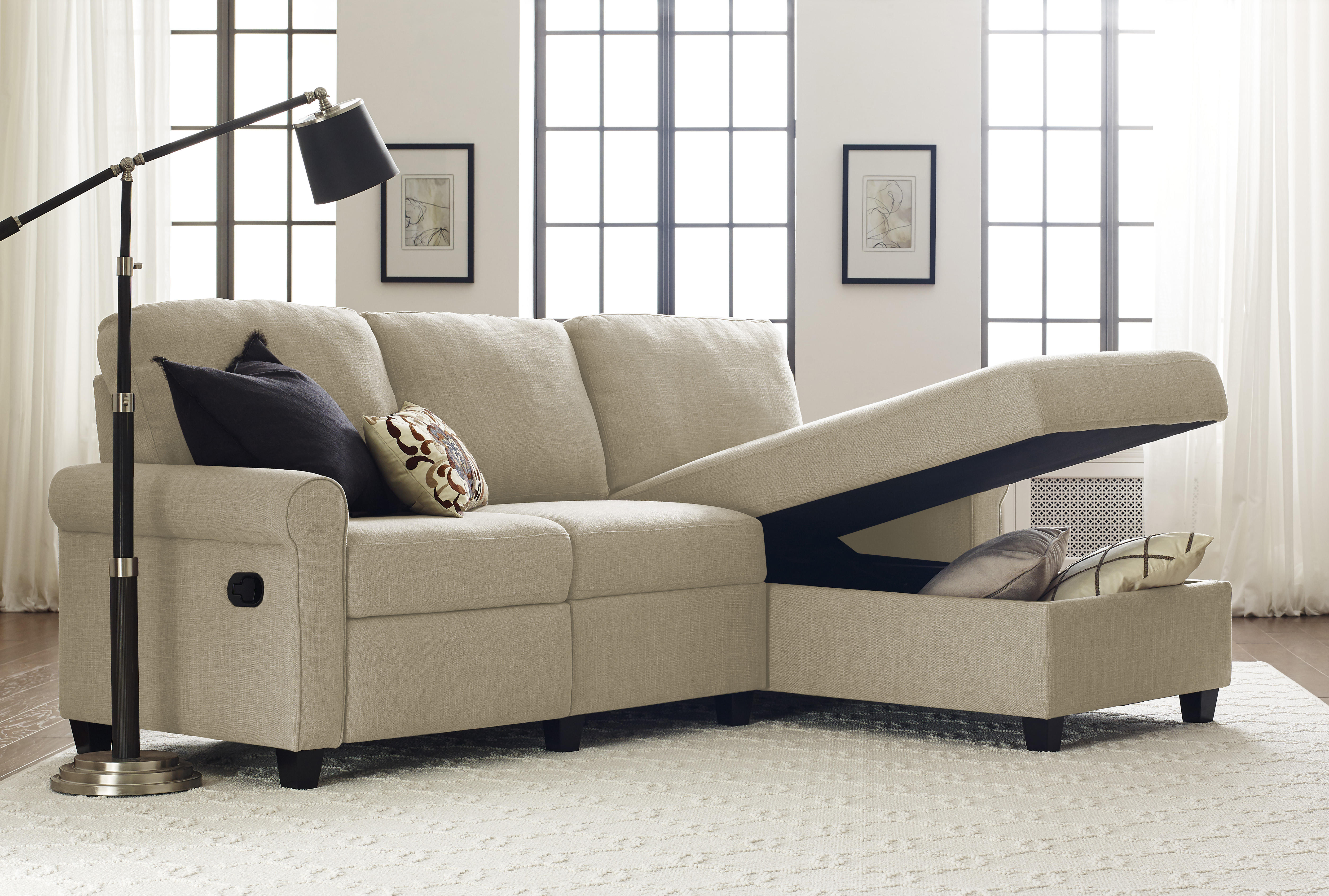 Serta Copenhagen Reclining Sectional with Right Storage Chaise - Oatmeal - image 2 of 9