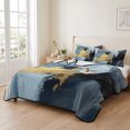 thumbnail image 2 of Full Quilt Set 78''x90'', Blue Black Yellow Oil Painting Lightweight Summer Bedspread Coverlet Set with 2 Pillow Shams, Modern Abstract Breathable All Season Quilt Bedding for Bedroom/Guest Room, 2 of 9