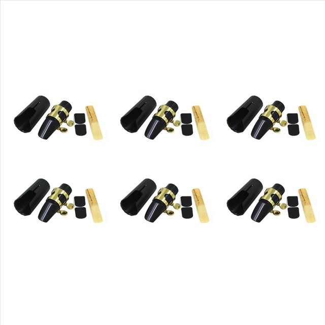 6X Plastico Saxofon Boquilla con Metal Cap Hebilla Boquilla Parches Almohadillas Negro