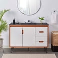 thumbnail image 2 of Sink Vanity Cabinet, Cherry White Black, Wood, Mid Century Hotel Bedroom Bathroom, Modern Contemporary HB34098, 2 of 10