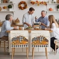 thumbnail image 4 of Thanksgiving Pumpkins Chair Covers Set of 4 Black White Plaid Sunflower Linen Chair Back Covers Stretch Removable Washable Slipcovers Protector for Dining Room Kitchen Party Decor, 4 of 5