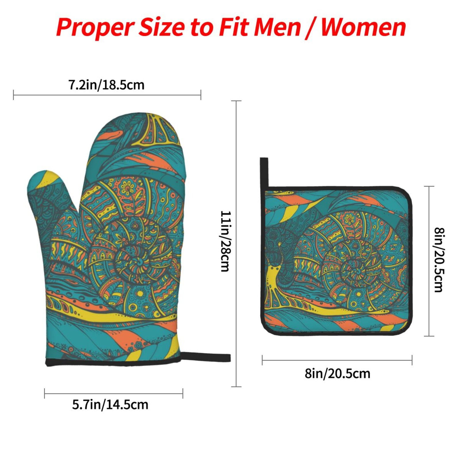Ornamental Snails Abstract Snail 4Pcs Oven Mitts and Pot Holders Sets Oven Kitchen Gloves Hot Pads for Cooking BBQ Baking Grilling