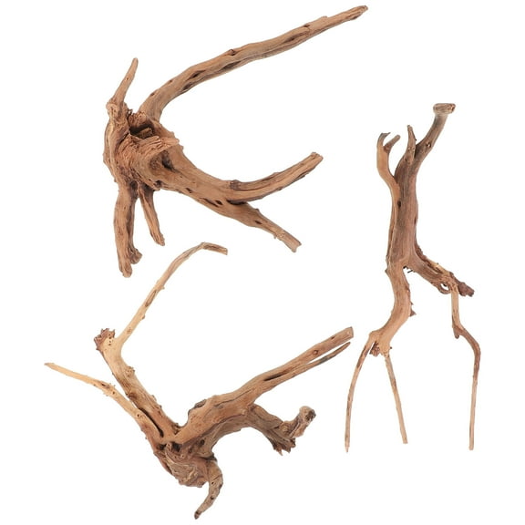 RENACLIPY 3Pcs Driftwood Decorations for Fish Tank Aquarium Landscaping, Natural Yellow Wood Ornaments for Underwater Use