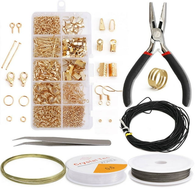 Earrings Accessories Bead Set DIY Jewelry Making Kit for Beginners - Complete Set with Tools and Anti-Rust Plastic Storage Box