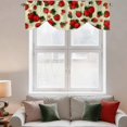 thumbnail image 3 of Tie Up Valances for Windows, Beige Red Strawberry Adjustable Valance Curtains Window Treatment for Living Room, Spring Floral Watercolor Summer Botanical Rod Pocket Kitchen Curtains 54x18 Inch, 3 of 9