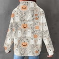 thumbnail image 7 of Qiopertar Women's Halloween Hoodie Graphic Print Long Sleeve Crewneck Loose Casual Pullover Tops Fall Party Holiday Top, Khaki XXL, 7 of 7