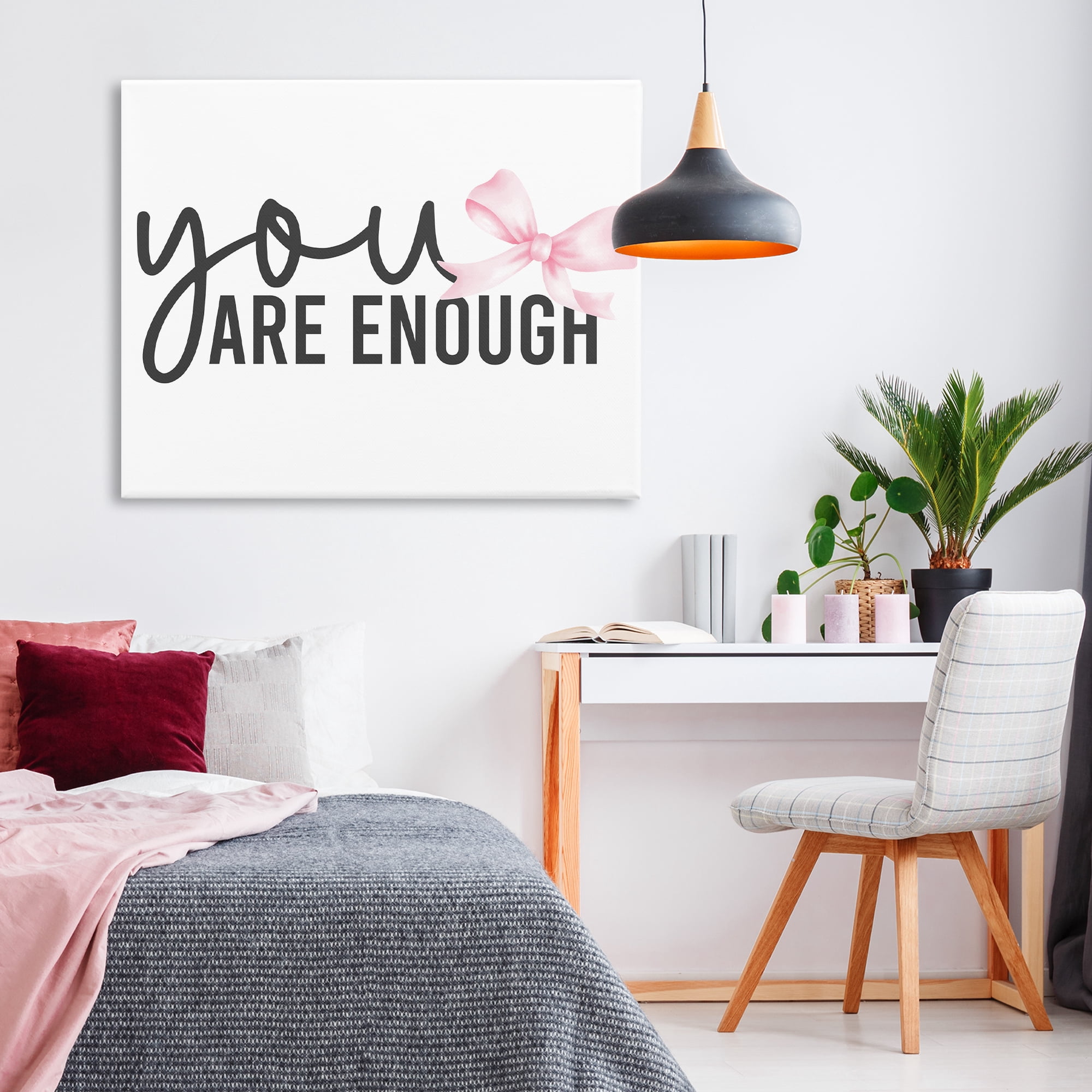Stupell Industries You Are Enough with Ribbon Canvas Wall Art, design by Kim Allen