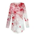 thumbnail image 4 of TFEOQRY Women's Floral Print Crew Neck Top Long Sleeve Pullover Casual Loose Fall Fashion Shirt Hot Pink, 4 of 5