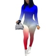 thumbnail image 2 of Women Gradient Print Long Sleeve Bodycon Jumpsuit Bandage Skinny Jumpsuit Streetwear Autumn Winter Romper Outfits, 2 of 4
