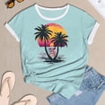 thumbnail image 7 of Shirts For Women Tees Tops Color Block Graphic Short Sleeve Beach Summer Plus Size Clothes, 7 of 7
